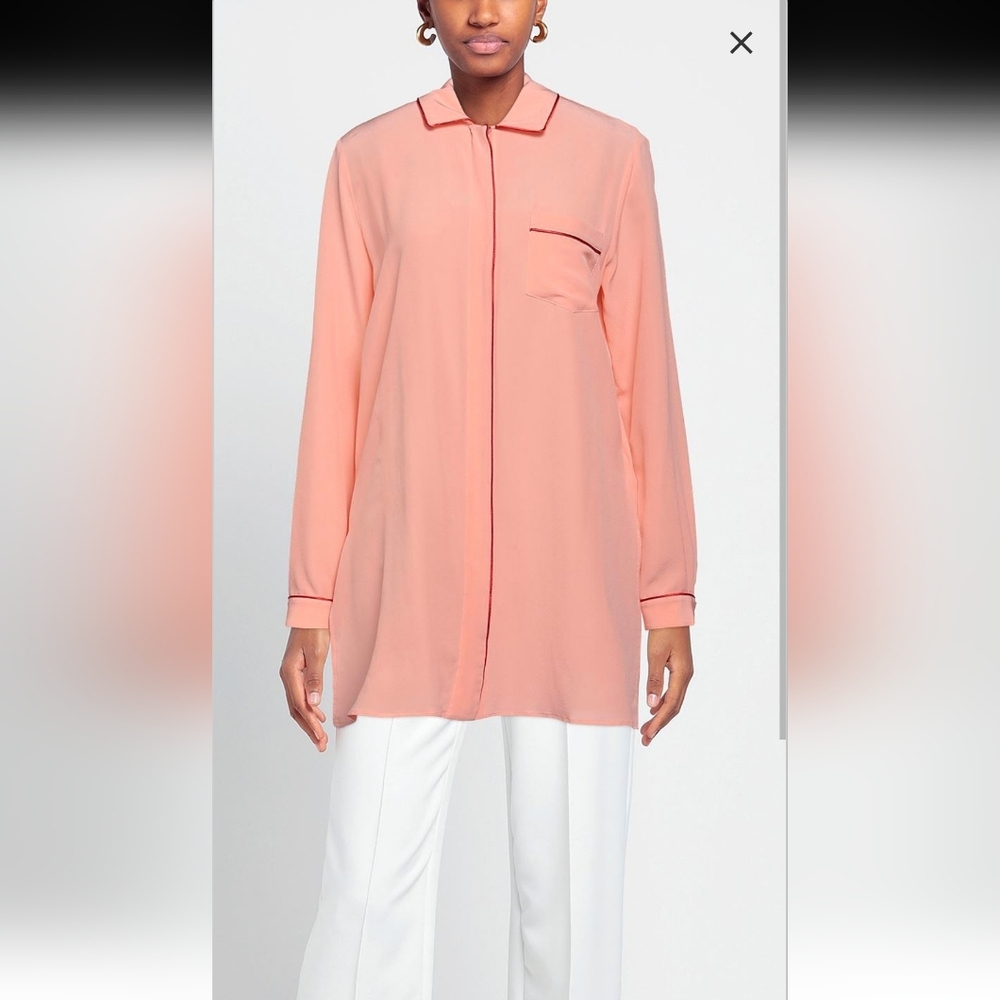 NWT$823 ETRO Silk Crêpe De Chine Button-Up Relaxed Blouse Tunic Shirt 40 (4-6)